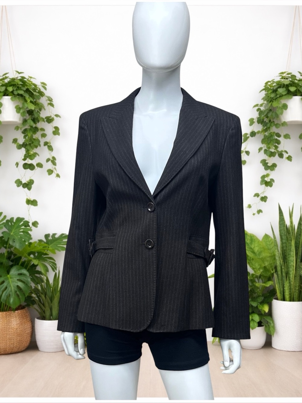 MaxMara Chocolate Brown Pinstripe Blazer ~ Size 12